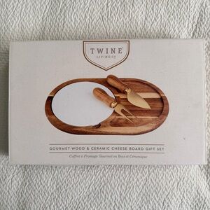 TWINE LIVING CO Gourmet Wood & Ceramic Cheese Board Gift Set